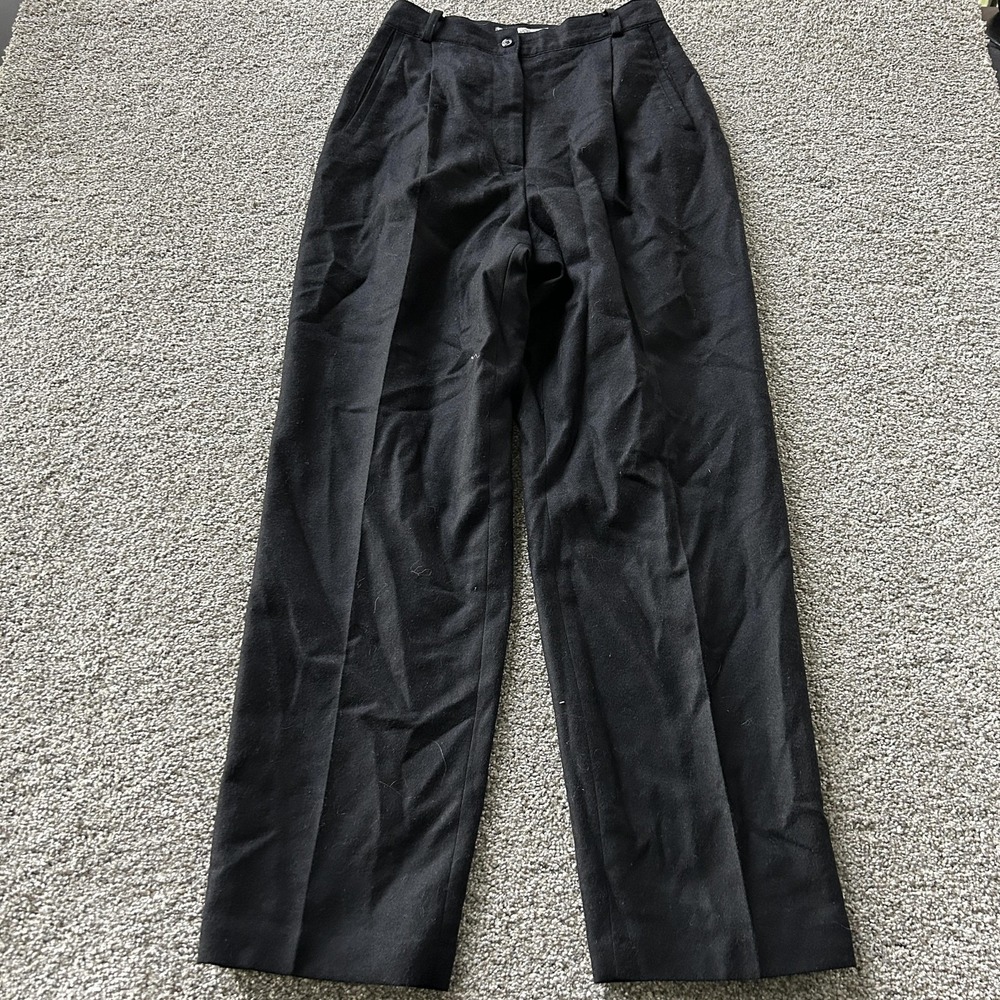 Amanda Smith Dress Pants Womens 10 Black Wool Pleated Lined Straight Leg Office